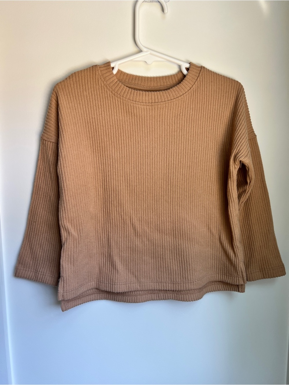 Cat & Jack Ribbed Knit Pullover Top | Toddler Size 2T | Neutral Tan